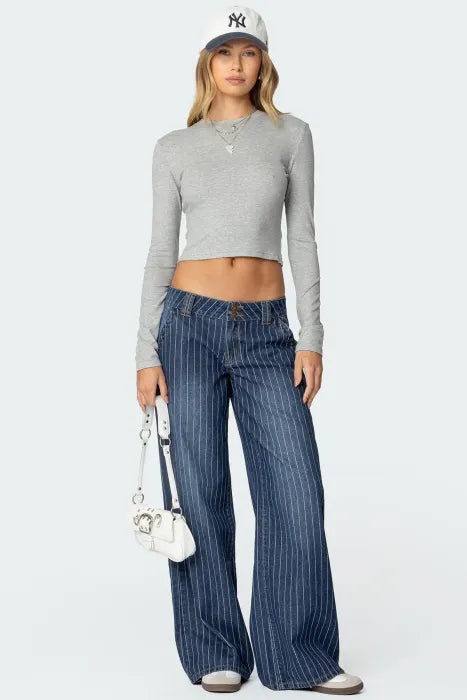 Rosalie Striped Low Rise Jeans